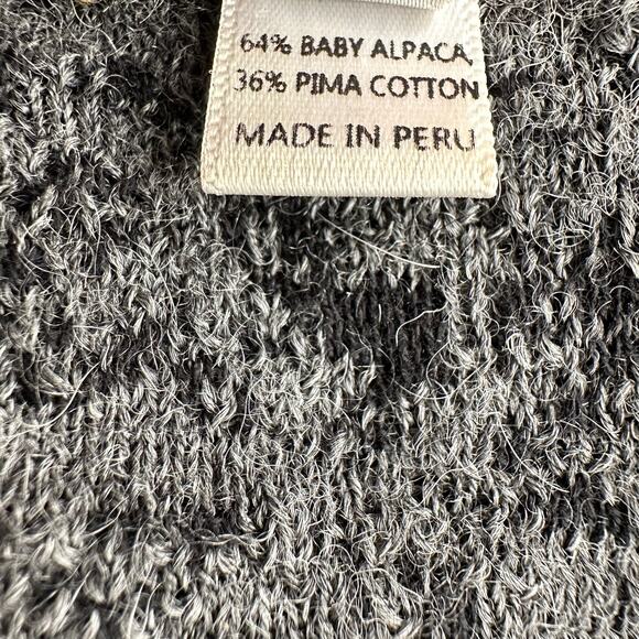 Damask Alpaca Pima Cotton Blend Jacquard Snap Front Gray Cardigan Jacket L - Picture 6 of 11